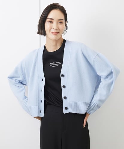 F6SAA36240 MICHEL KLEIN(小さいサイズ) [小さいサイズ]ラムウールVネックカーディガン