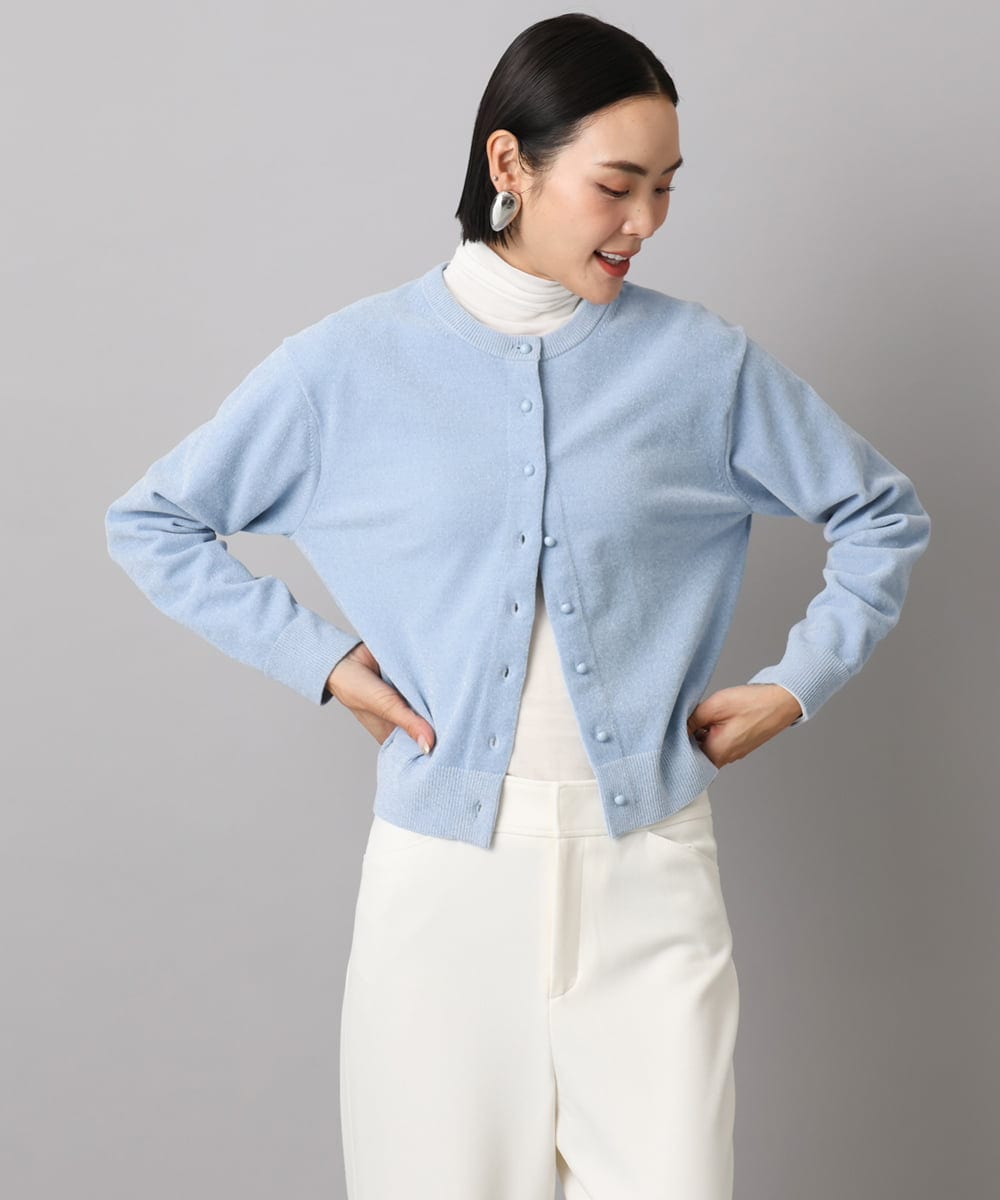 F6SAD11230 MICHEL KLEIN(小さいサイズ)(メゾン ドゥ サンク) [小さいサイズ]コンパクトモールカーディガン ライトブルー