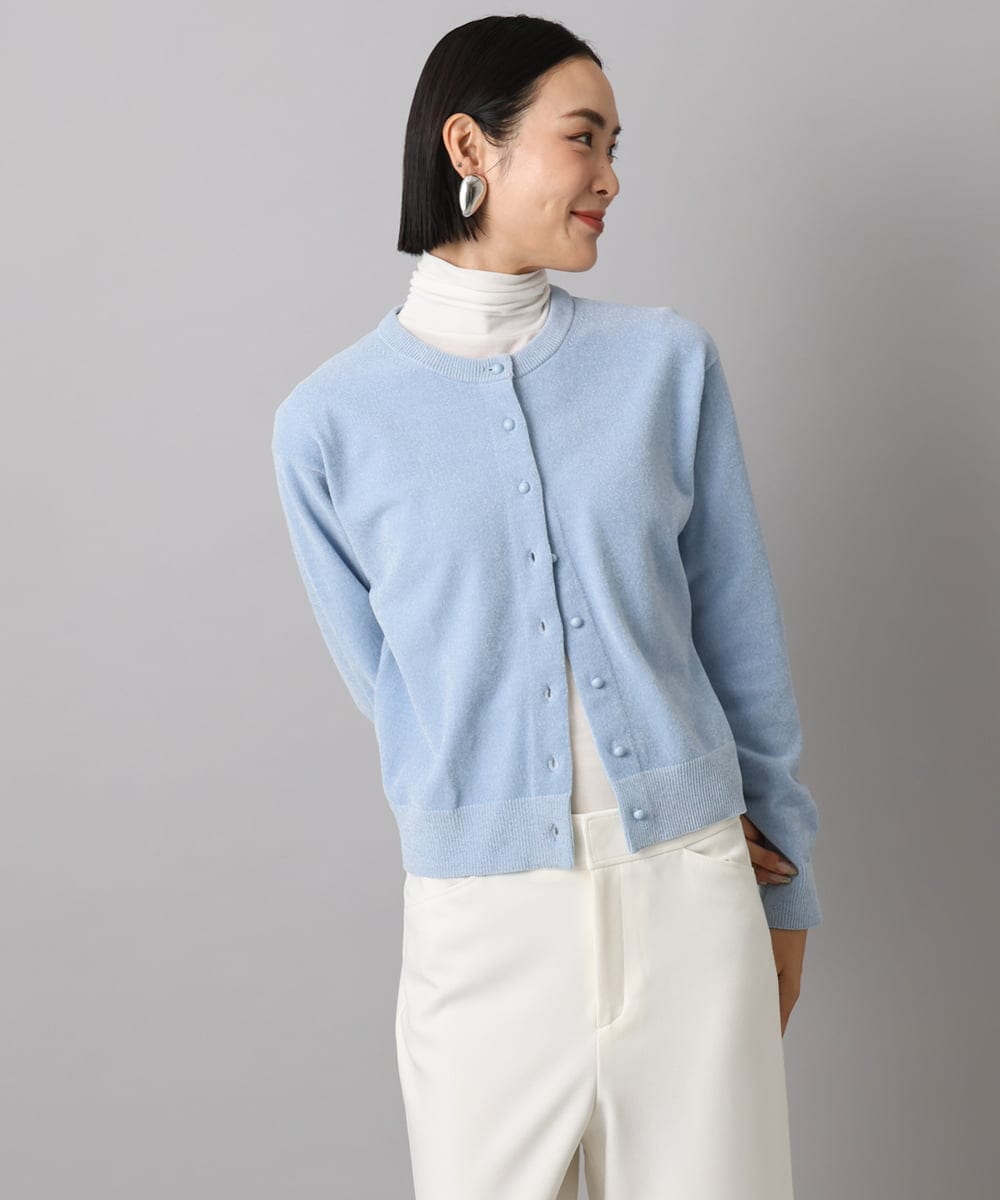 F6SAD11230 MICHEL KLEIN(小さいサイズ)(メゾン ドゥ サンク) [小さいサイズ]コンパクトモールカーディガン ライトブルー