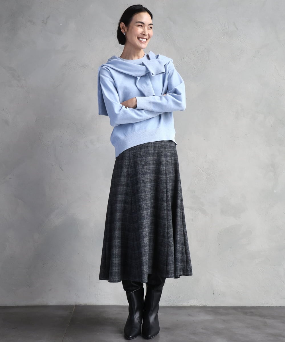 F6SAD11230 MICHEL KLEIN(小さいサイズ)(メゾン ドゥ サンク) [小さいサイズ]コンパクトモールカーディガン ライトブルー