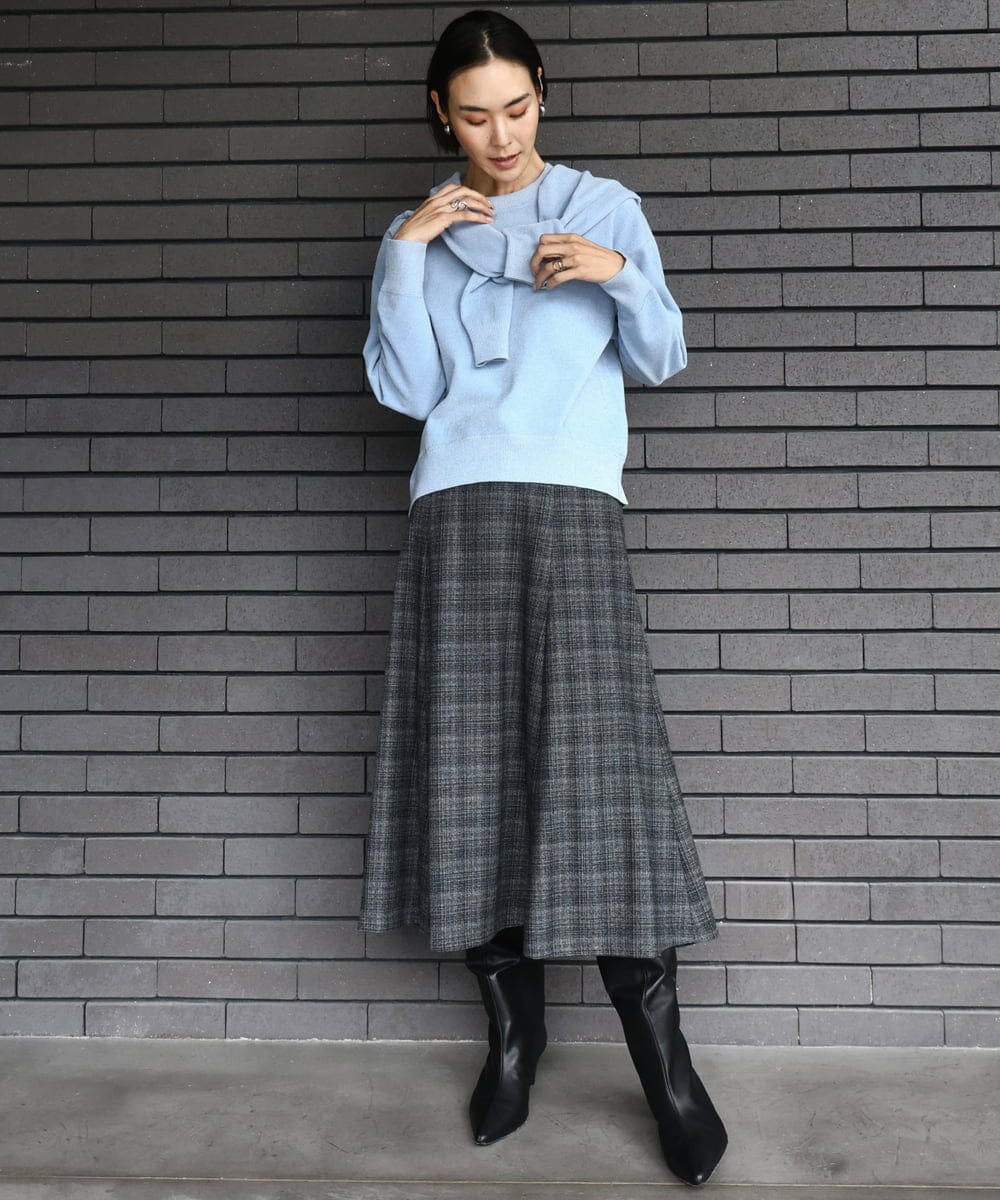 F6SAD11230 MICHEL KLEIN(小さいサイズ)(メゾン ドゥ サンク) [小さいサイズ]コンパクトモールカーディガン ライトブルー