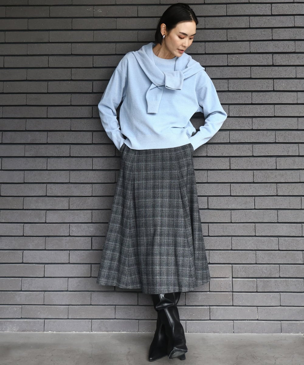 F6SAD11230 MICHEL KLEIN(小さいサイズ)(メゾン ドゥ サンク) [小さいサイズ]コンパクトモールカーディガン ライトブルー