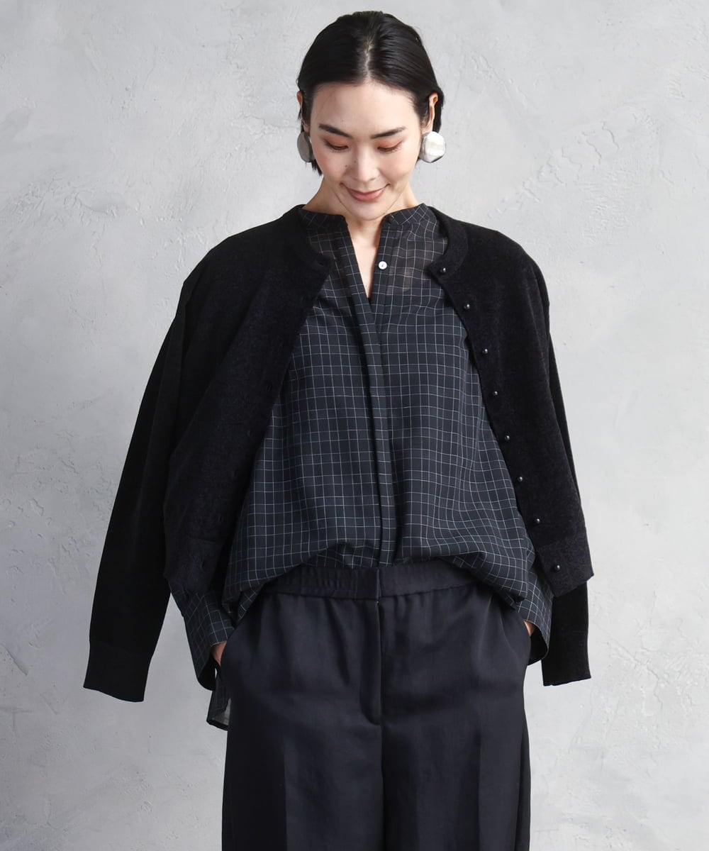 F6SAD11230 MICHEL KLEIN(小さいサイズ)(メゾン ドゥ サンク) [小さいサイズ]コンパクトモールカーディガン ライトブルー