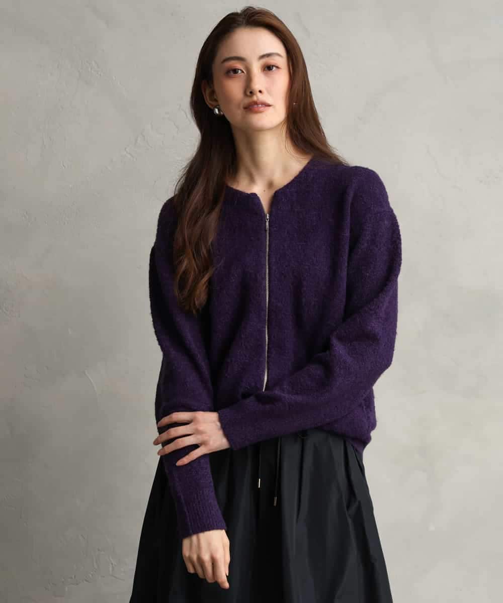 F6SAG42230 MICHEL KLEIN(小さいサイズ)(メゾン ドゥ サンク) 【小さいサイズ】ジップアップニットブルゾン ブラック
