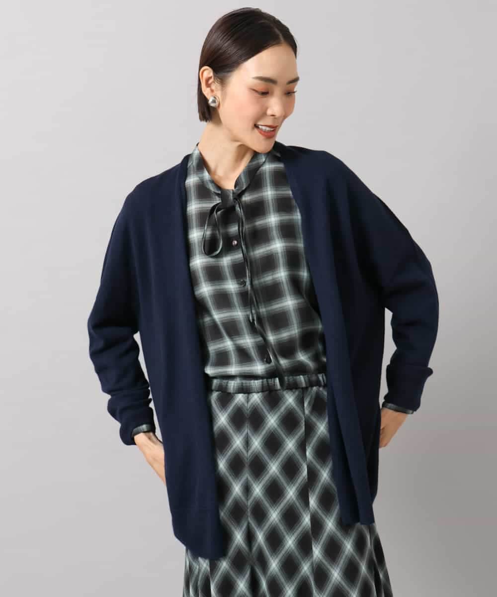 F6SAG43250 MICHEL KLEIN(小さいサイズ)(メゾン ドゥ サンク) 【小さいサイズ】カシミヤ混トッパーカーディガン ネイビー