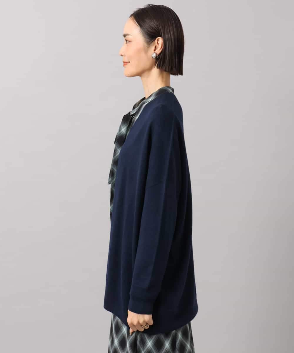 F6SAG43250 MICHEL KLEIN(小さいサイズ)(メゾン ドゥ サンク) 【小さいサイズ】カシミヤ混トッパーカーディガン ネイビー