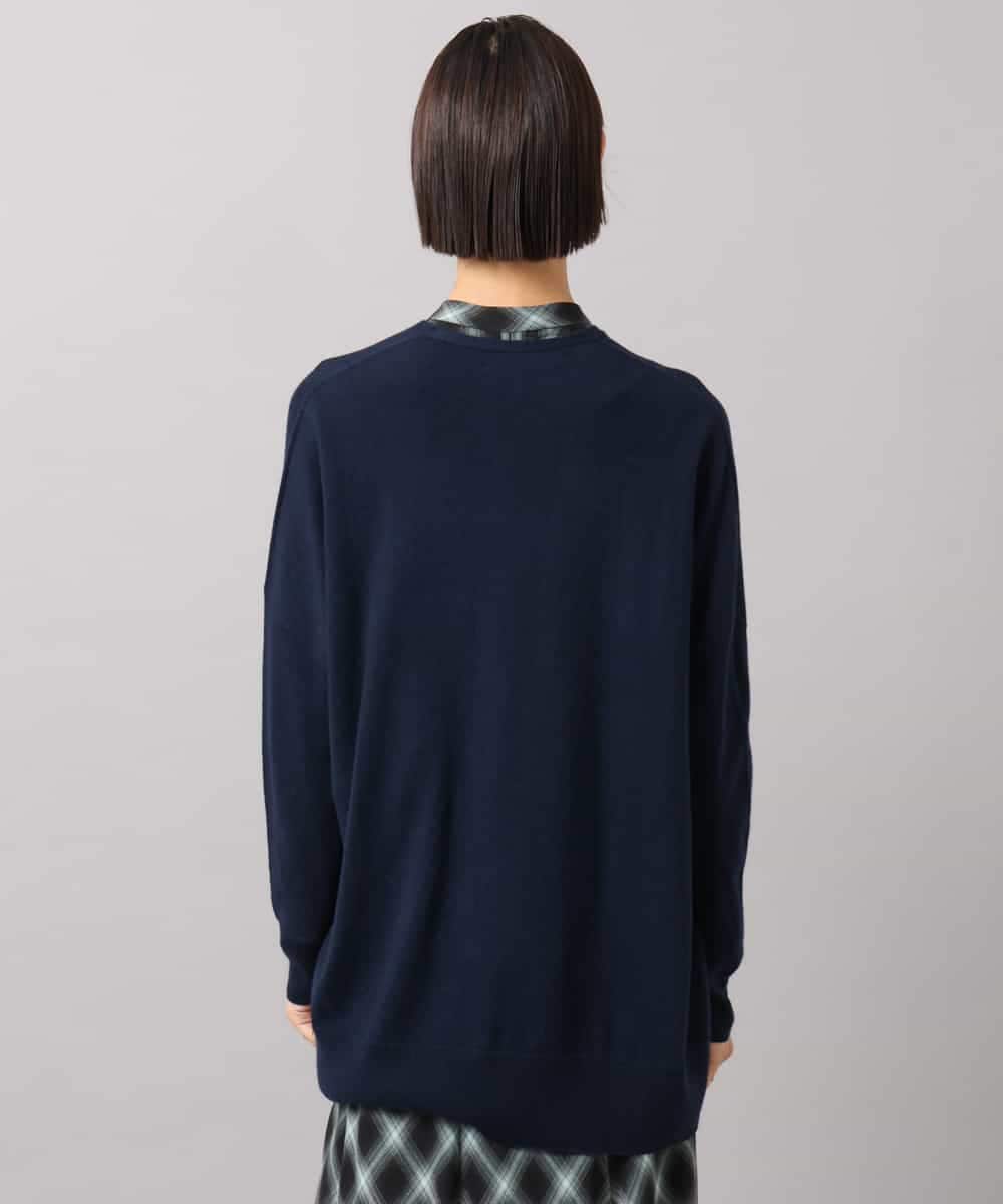 F6SAG43250 MICHEL KLEIN(小さいサイズ)(メゾン ドゥ サンク) 【小さいサイズ】カシミヤ混トッパーカーディガン ネイビー
