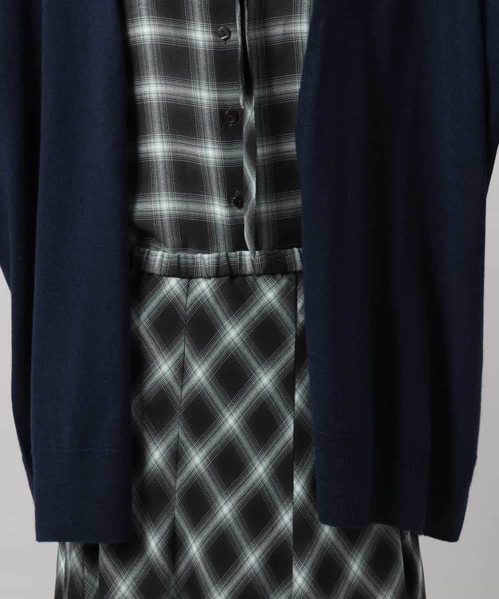 F6SAG43250 MICHEL KLEIN(小さいサイズ)(メゾン ドゥ サンク) 【小さいサイズ】カシミヤ混トッパーカーディガン ネイビー