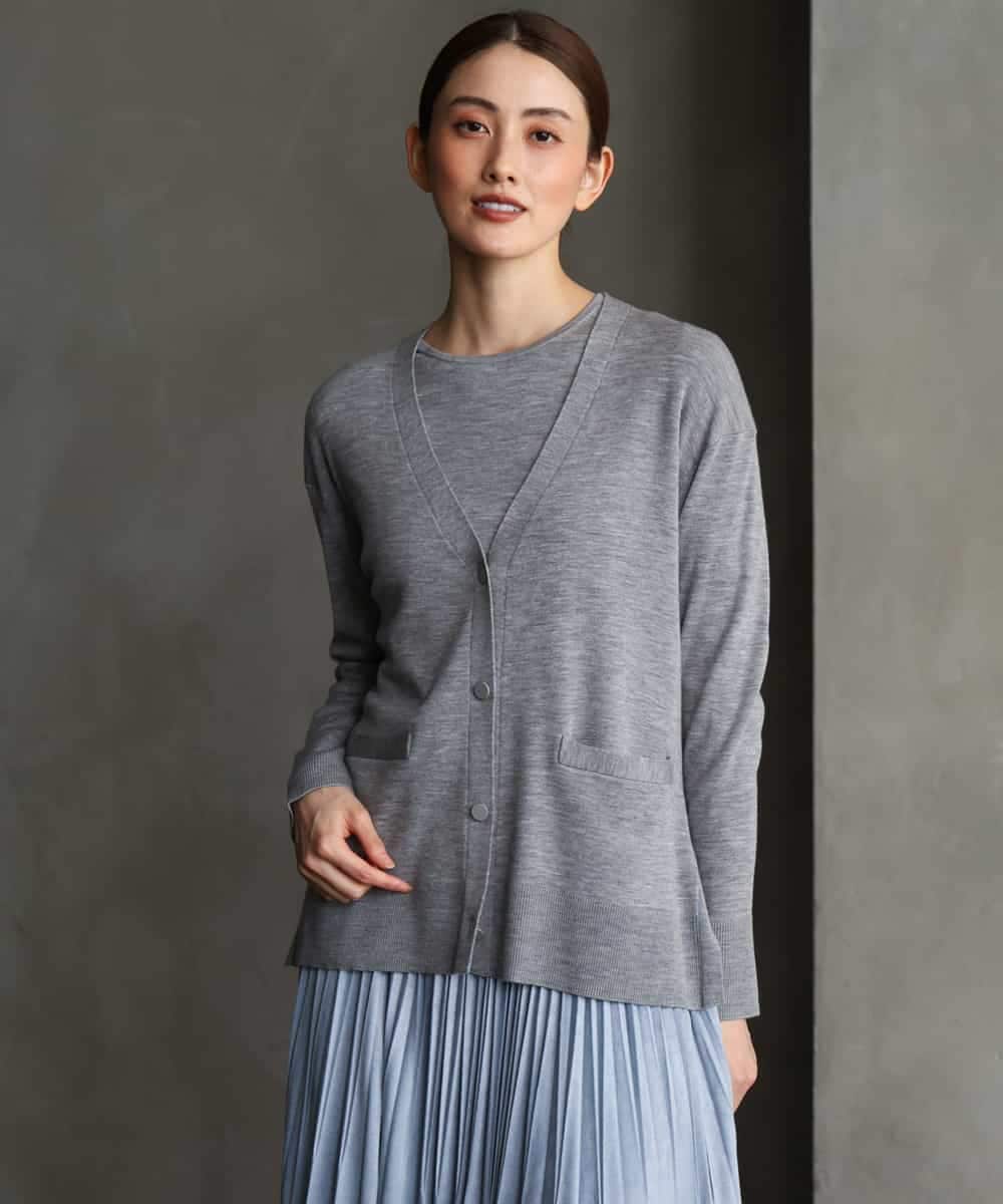 F6SAG55250 MICHEL KLEIN(小さいサイズ)(メゾン ドゥ サンク) [小さいサイズ][アンサンブル対応]Vネックカーディガン ラベンダー