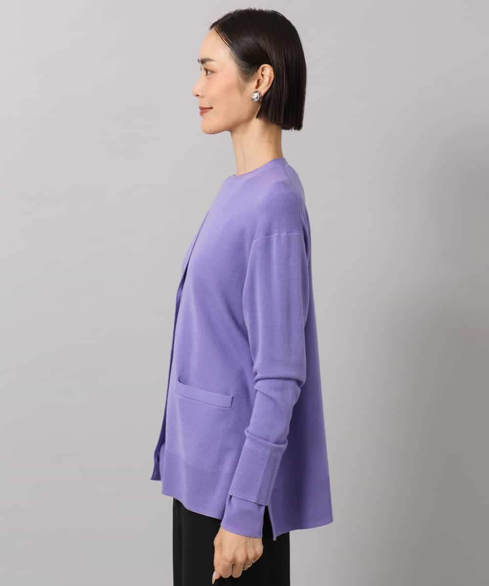 F6SAG55250 MICHEL KLEIN(小さいサイズ)(メゾン ドゥ サンク) [小さいサイズ][アンサンブル対応]Vネックカーディガン ラベンダー