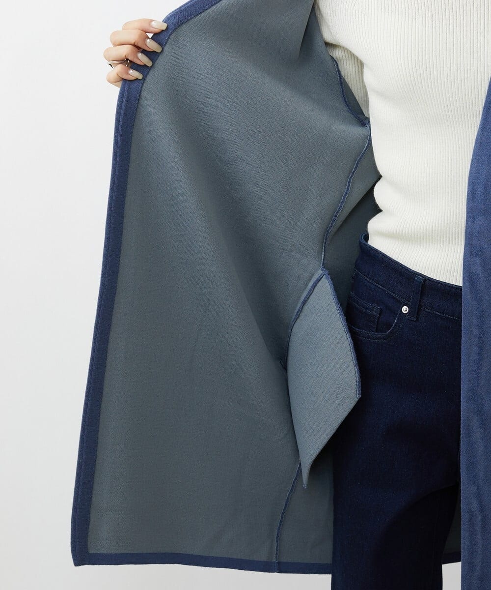 F6SAV24330 MICHEL KLEIN(小さいサイズ)(メゾン ドゥ サンク) [小さいサイズ]ダブルフェイスニットコーディガン ダークグレー(93)