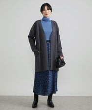 F6SAV24330 MICHEL KLEIN(小さいサイズ)(メゾン ドゥ サンク) [小さいサイズ]ダブルフェイスニットコーディガン ダークグレー(93)