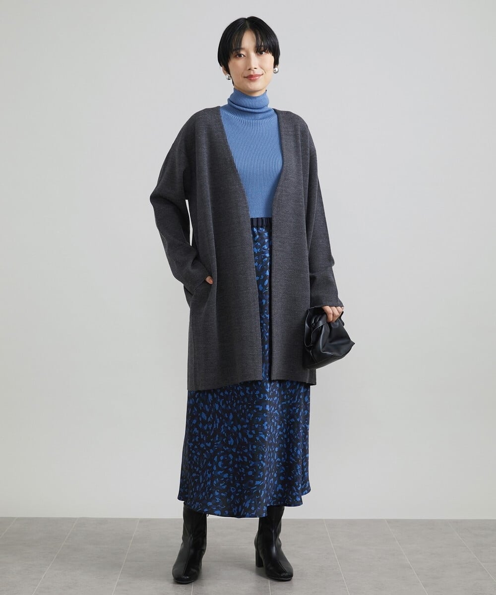 F6SAV24330 MICHEL KLEIN(小さいサイズ)(メゾン ドゥ サンク) [小さいサイズ]ダブルフェイスニットコーディガン ダークグレー(93)