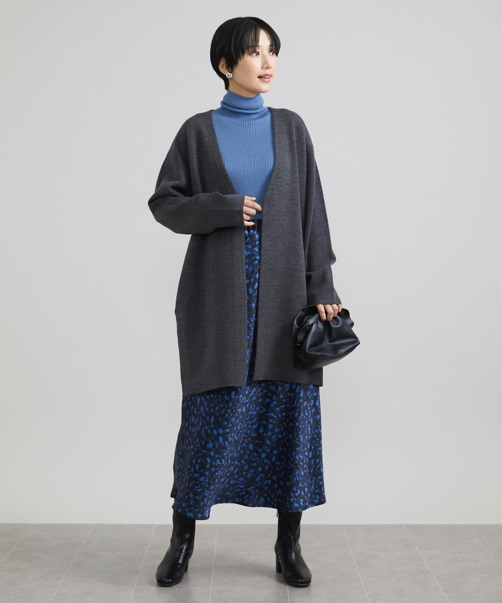 F6SAV24330 MICHEL KLEIN(小さいサイズ)(メゾン ドゥ サンク) [小さいサイズ]ダブルフェイスニットコーディガン ダークグレー(93)