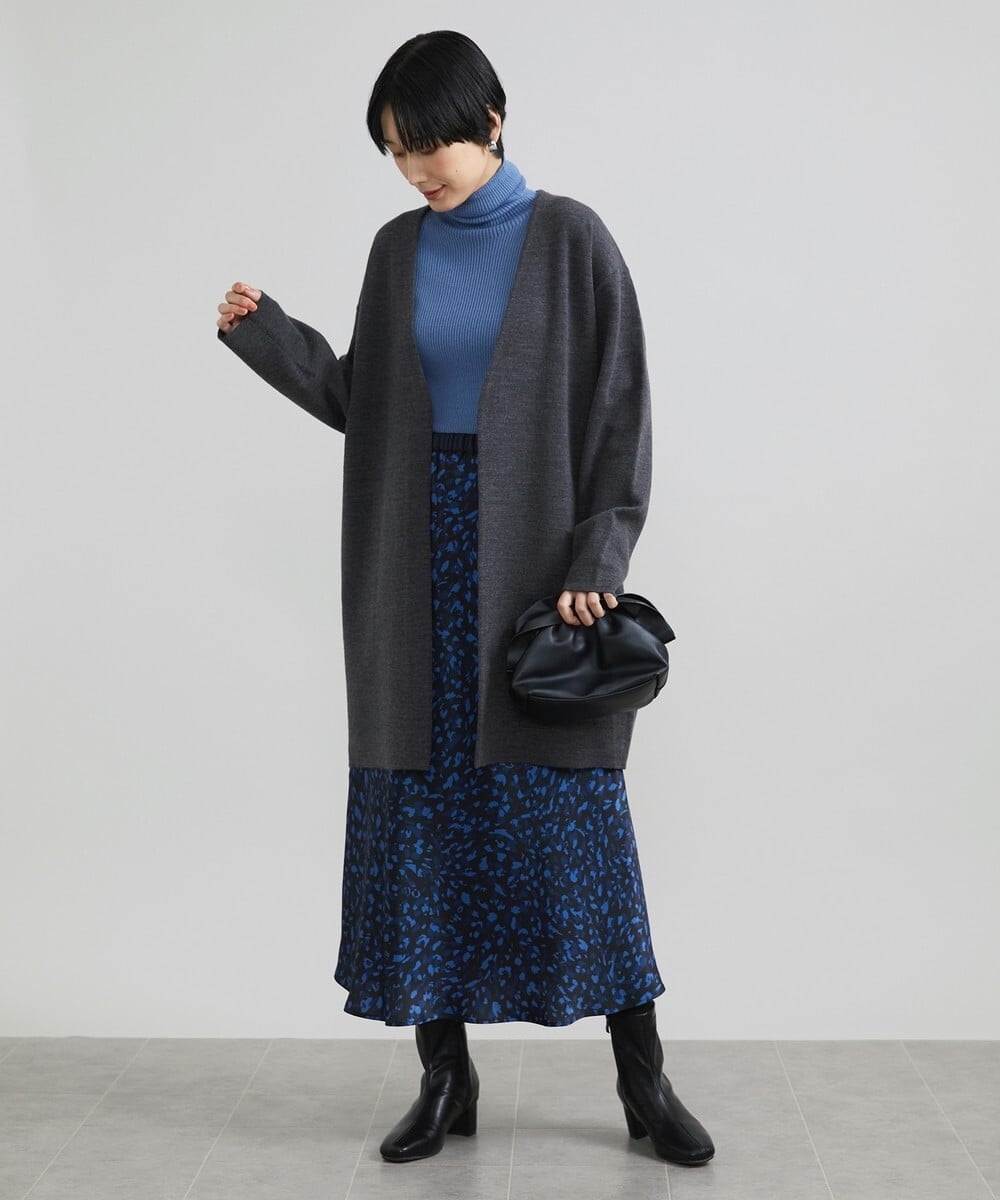 F6SAV24330 MICHEL KLEIN(小さいサイズ)(メゾン ドゥ サンク) [小さいサイズ]ダブルフェイスニットコーディガン ダークグレー(93)