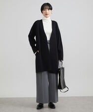 F6SAV24330 MICHEL KLEIN(小さいサイズ)(メゾン ドゥ サンク) [小さいサイズ]ダブルフェイスニットコーディガン ダークグレー(93)