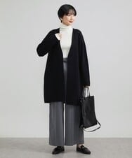 F6SAV24330 MICHEL KLEIN(小さいサイズ)(メゾン ドゥ サンク) [小さいサイズ]ダブルフェイスニットコーディガン ダークグレー(93)