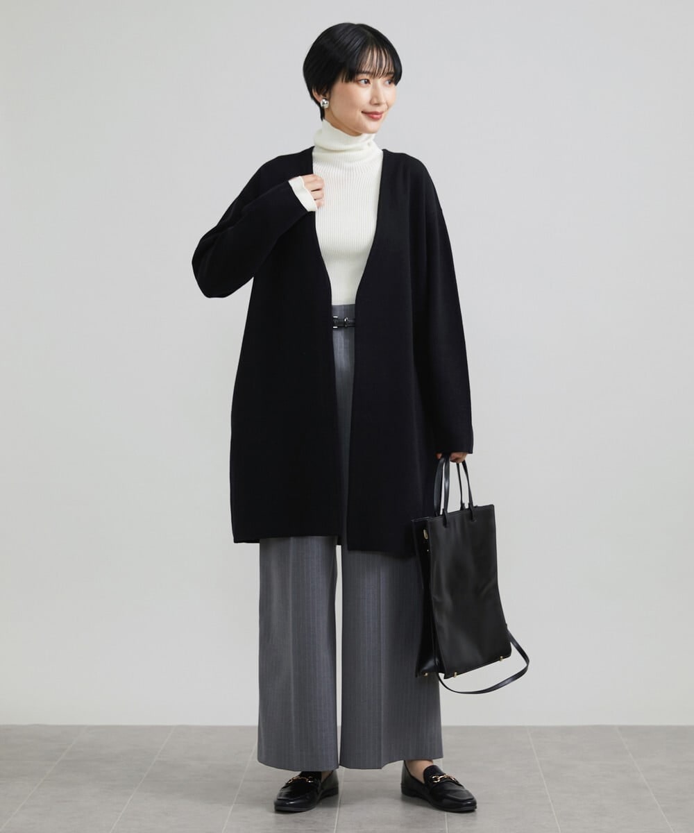 F6SAV24330 MICHEL KLEIN(小さいサイズ)(メゾン ドゥ サンク) [小さいサイズ]ダブルフェイスニットコーディガン ダークグレー(93)