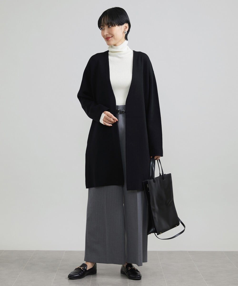 F6SAV24330 MICHEL KLEIN(小さいサイズ)(メゾン ドゥ サンク) [小さいサイズ]ダブルフェイスニットコーディガン ダークグレー(93)