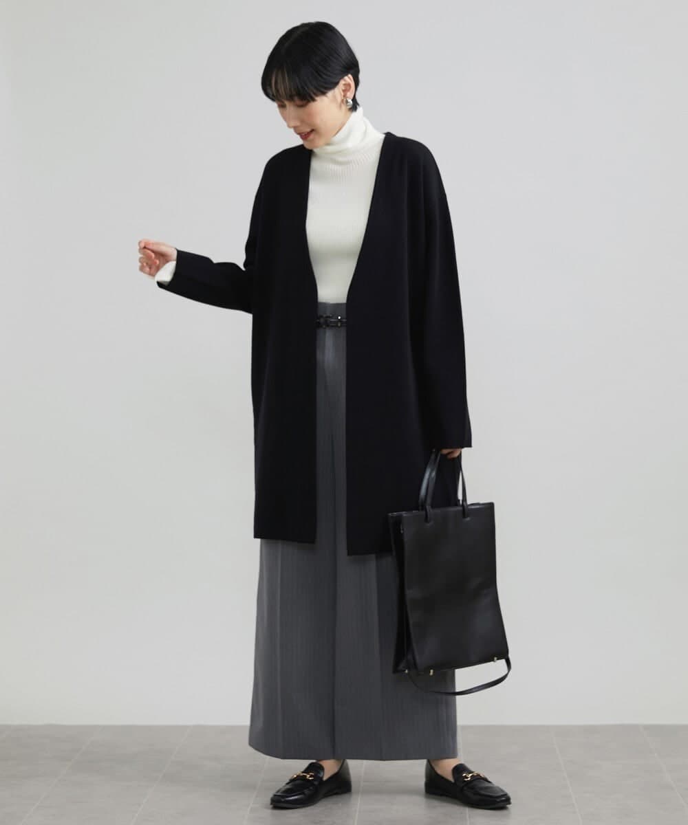 F6SAV24330 MICHEL KLEIN(小さいサイズ)(メゾン ドゥ サンク) [小さいサイズ]ダブルフェイスニットコーディガン ダークグレー(93)