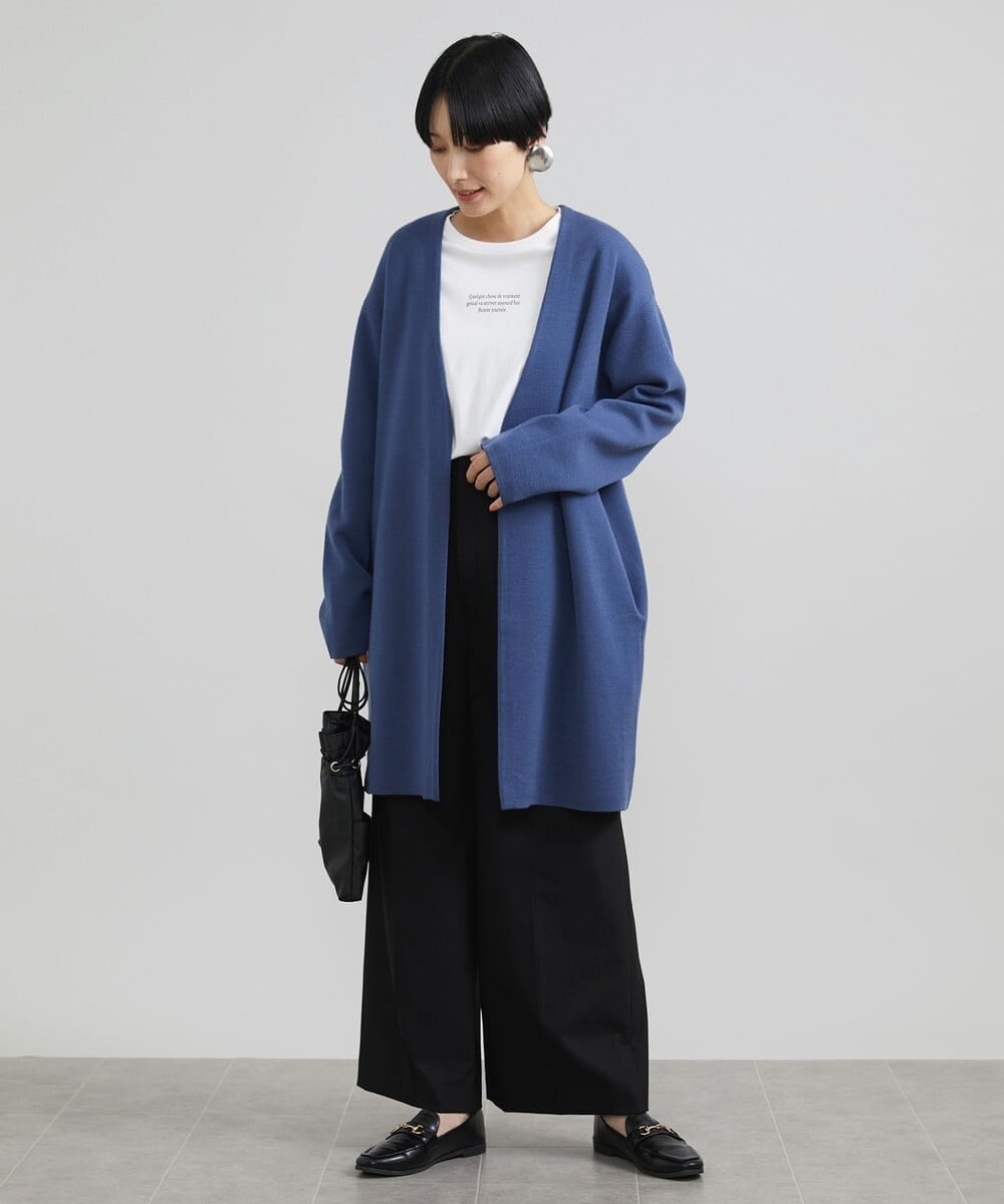 F6SAV24330 MICHEL KLEIN(小さいサイズ)(メゾン ドゥ サンク) [小さいサイズ]ダブルフェイスニットコーディガン ダークグレー(93)
