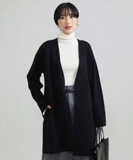 F6SAV24330 MICHEL KLEIN(小さいサイズ)(メゾン ドゥ サンク) [小さいサイズ]ダブルフェイスニットコーディガン ダークグレー(93)