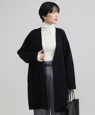 F6SAV24330 MICHEL KLEIN(小さいサイズ)(メゾン ドゥ サンク) [小さいサイズ]ダブルフェイスニットコーディガン ダークグレー(93)