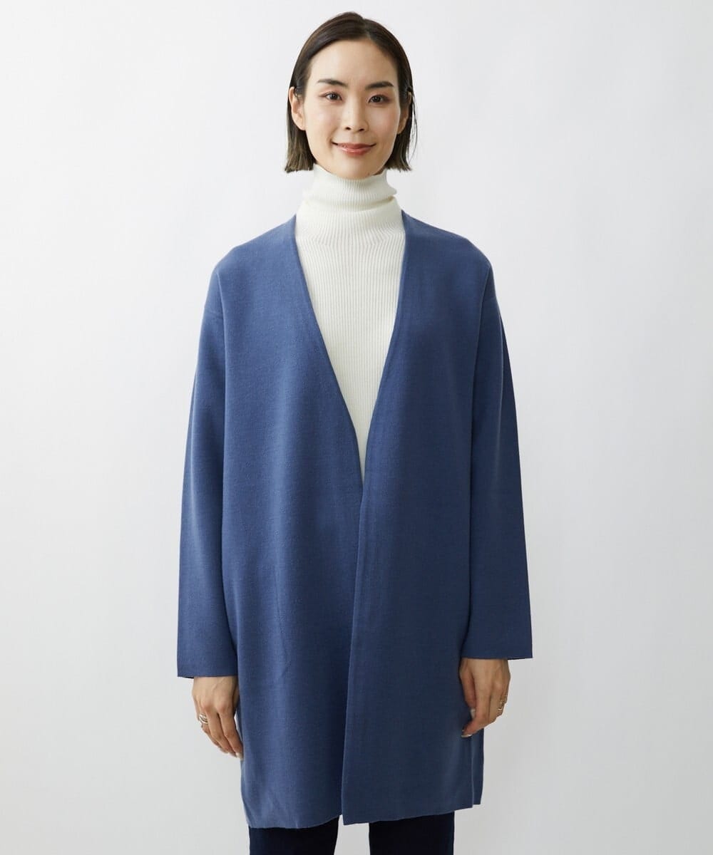F6SAV24330 MICHEL KLEIN(小さいサイズ)(メゾン ドゥ サンク) [小さいサイズ]ダブルフェイスニットコーディガン ダークグレー(93)