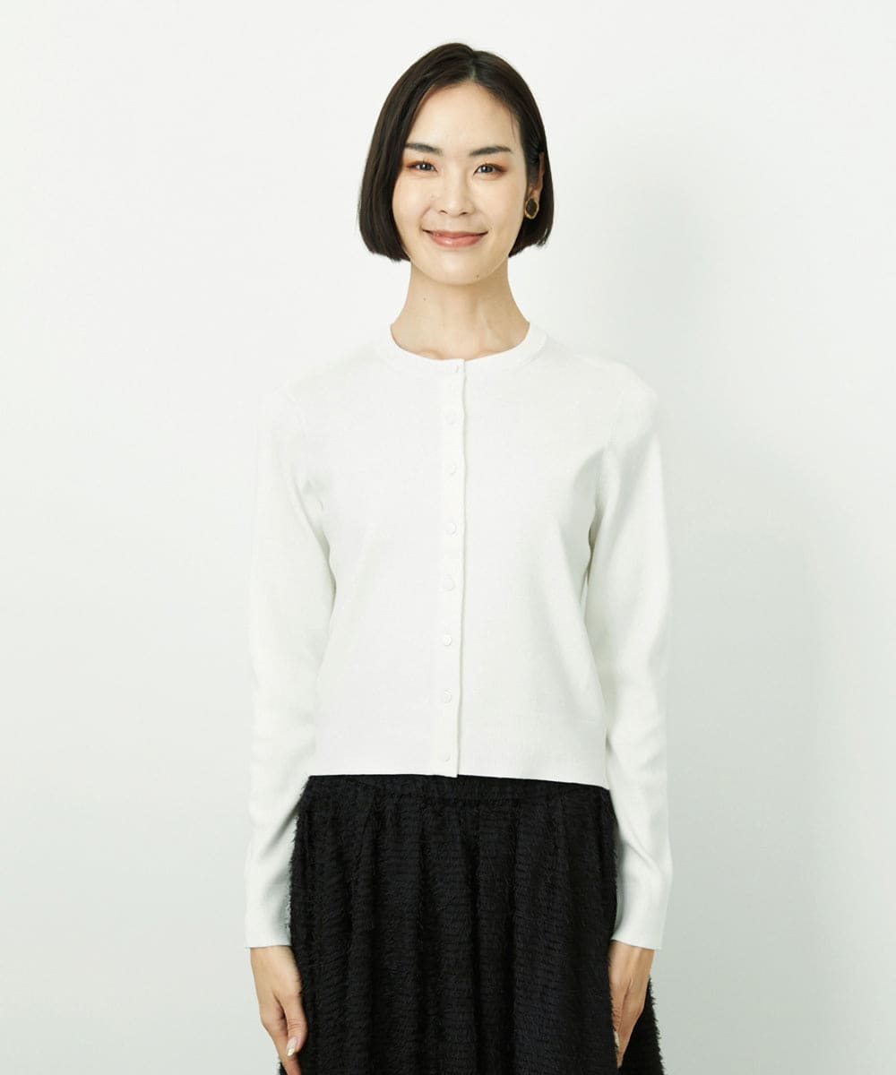 F6SDD01230 MICHEL KLEIN(小さいサイズ)(メゾン ドゥ サンク) [小さいサイズ][アンサンブル対応]コンパクトクルーネックカーディガン ラベンダー