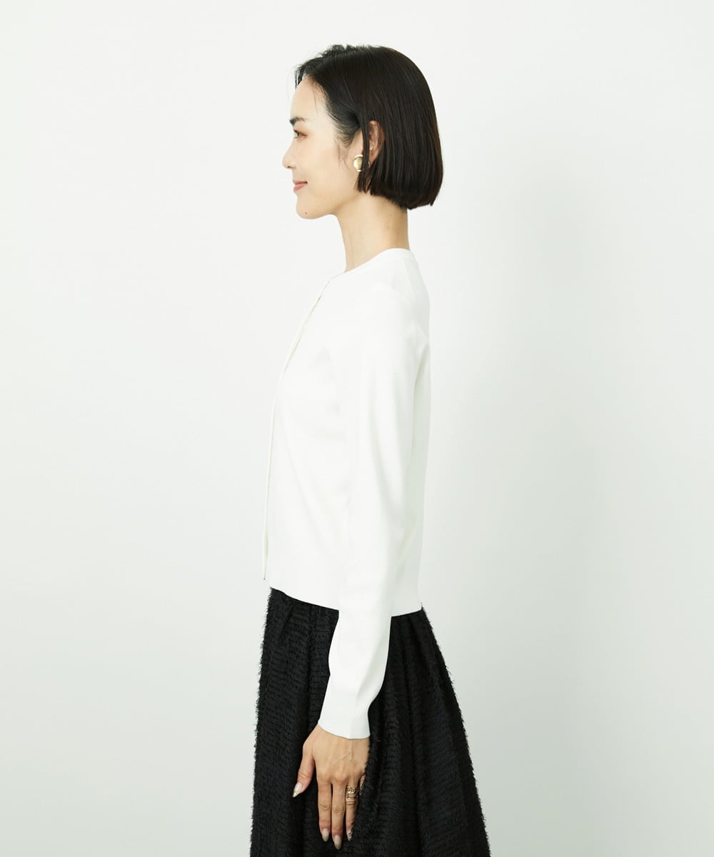 F6SDD01230 MICHEL KLEIN(小さいサイズ)(メゾン ドゥ サンク) [小さいサイズ][アンサンブル対応]コンパクトクルーネックカーディガン ラベンダー