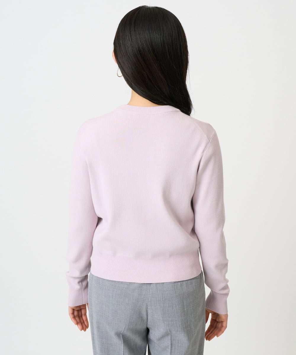 F6SDD01230 MICHEL KLEIN(小さいサイズ)(メゾン ドゥ サンク) [小さいサイズ][アンサンブル対応]コンパクトクルーネックカーディガン ラベンダー