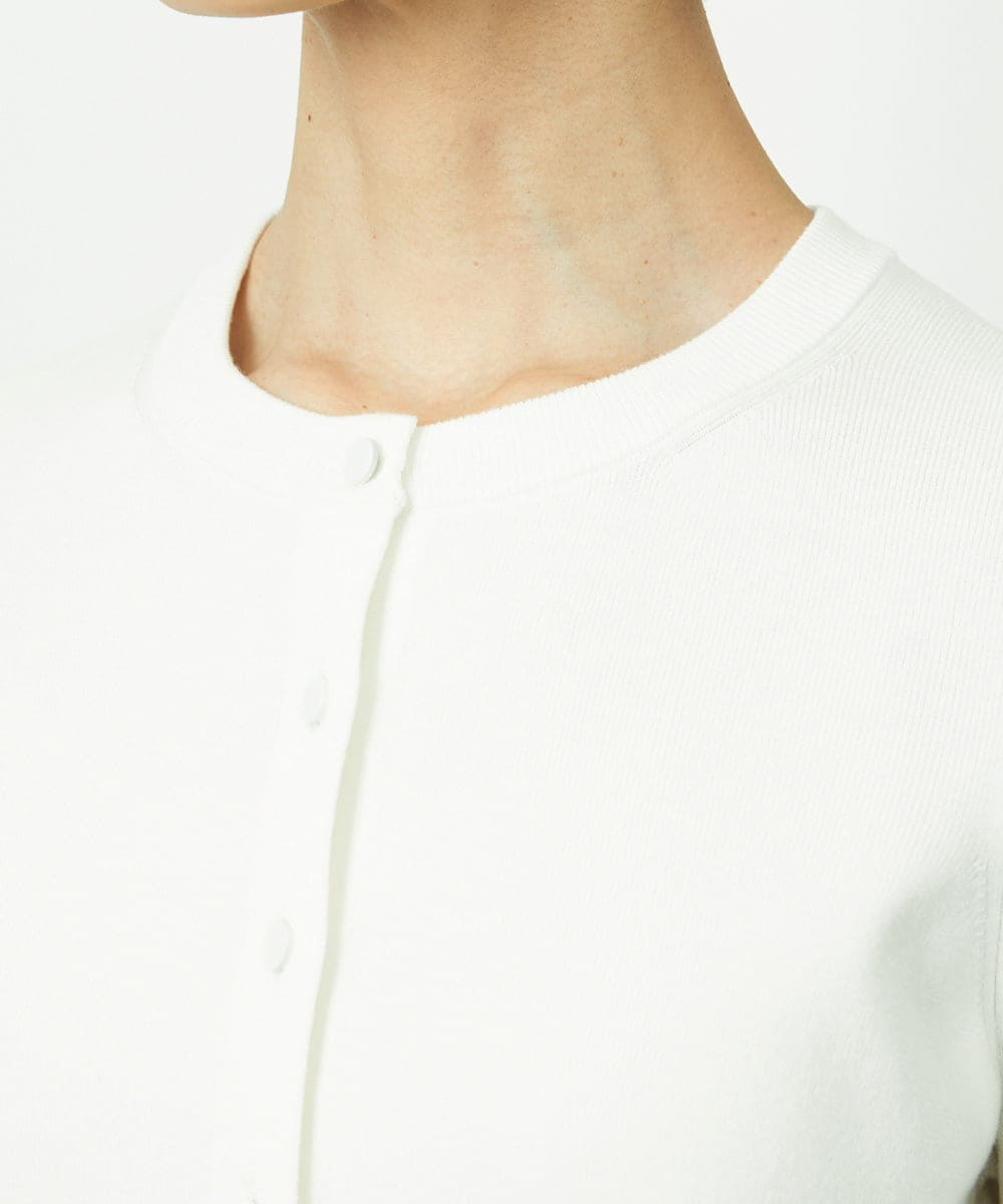 F6SDD01230 MICHEL KLEIN(小さいサイズ)(メゾン ドゥ サンク) [小さいサイズ][アンサンブル対応]コンパクトクルーネックカーディガン ラベンダー