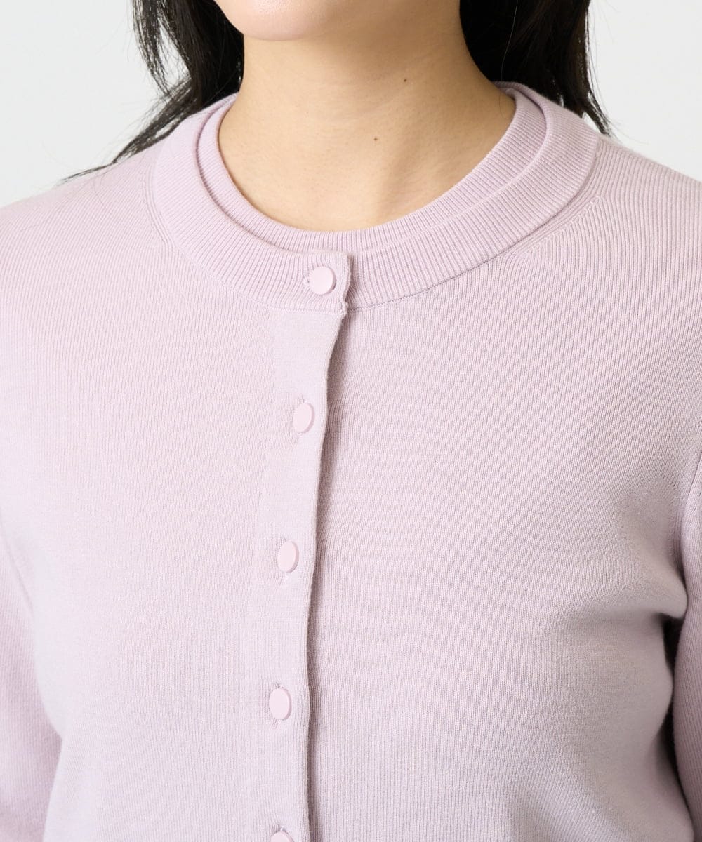 F6SDD01230 MICHEL KLEIN(小さいサイズ)(メゾン ドゥ サンク) [小さいサイズ][アンサンブル対応]コンパクトクルーネックカーディガン ラベンダー