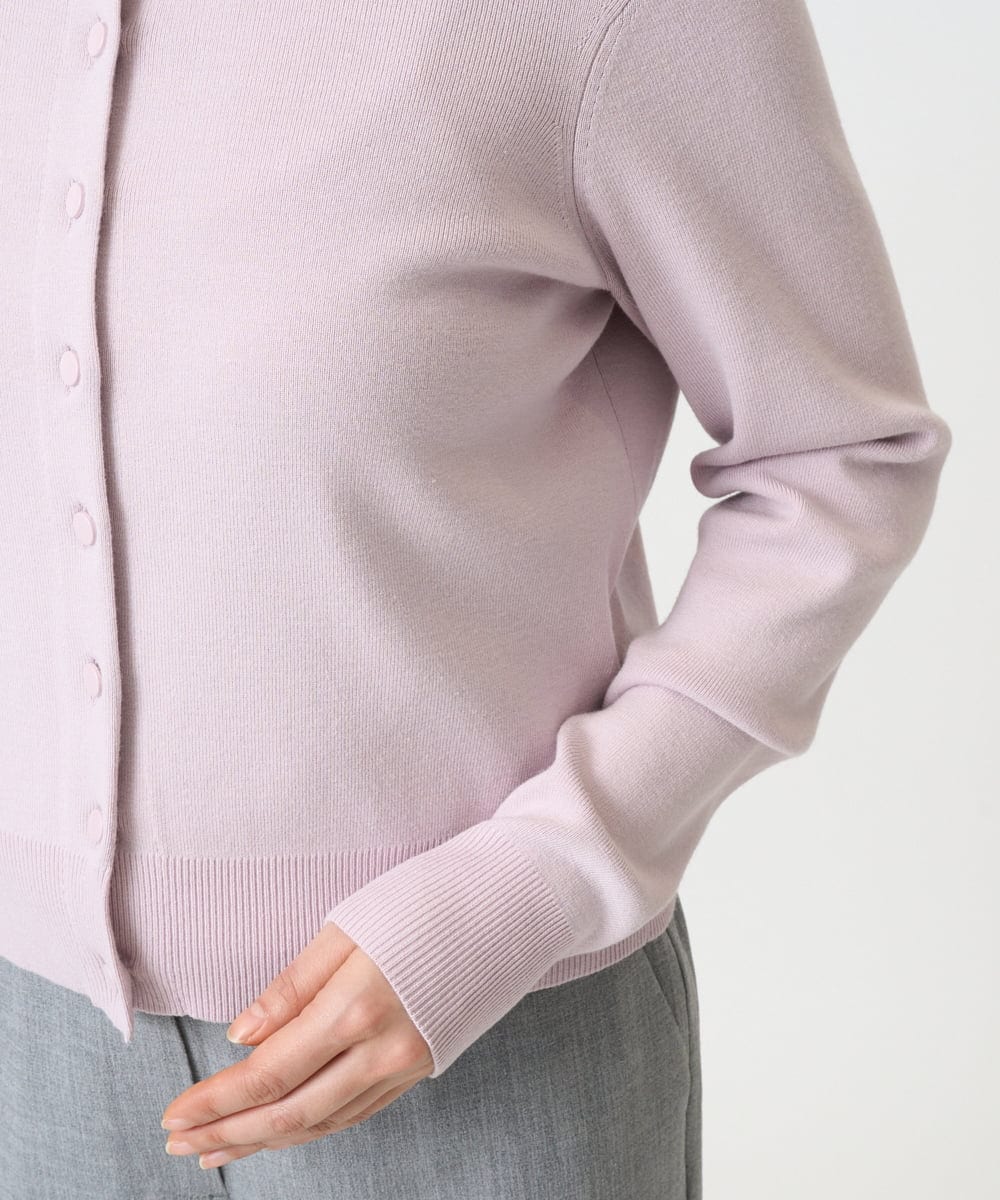 F6SDD01230 MICHEL KLEIN(小さいサイズ)(メゾン ドゥ サンク) [小さいサイズ][アンサンブル対応]コンパクトクルーネックカーディガン ラベンダー