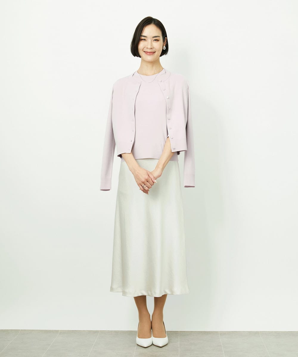 F6SDD01230 MICHEL KLEIN(小さいサイズ)(メゾン ドゥ サンク) [小さいサイズ][アンサンブル対応]コンパクトクルーネックカーディガン ラベンダー