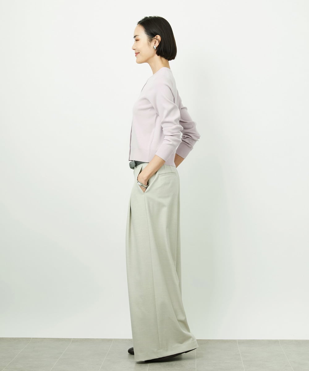 F6SDD01230 MICHEL KLEIN(小さいサイズ)(メゾン ドゥ サンク) [小さいサイズ][アンサンブル対応]コンパクトクルーネックカーディガン ラベンダー