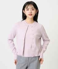 F6SDD01230 MICHEL KLEIN(小さいサイズ)(メゾン ドゥ サンク) [小さいサイズ][アンサンブル対応]コンパクトクルーネックカーディガン ラベンダー