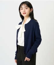 F6SDD01230 MICHEL KLEIN(小さいサイズ)(メゾン ドゥ サンク) [小さいサイズ][アンサンブル対応]コンパクトクルーネックカーディガン ラベンダー