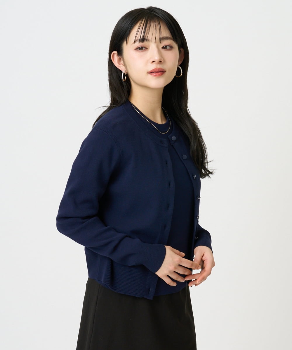 F6SDD01230 MICHEL KLEIN(小さいサイズ)(メゾン ドゥ サンク) [小さいサイズ][アンサンブル対応]コンパクトクルーネックカーディガン ラベンダー