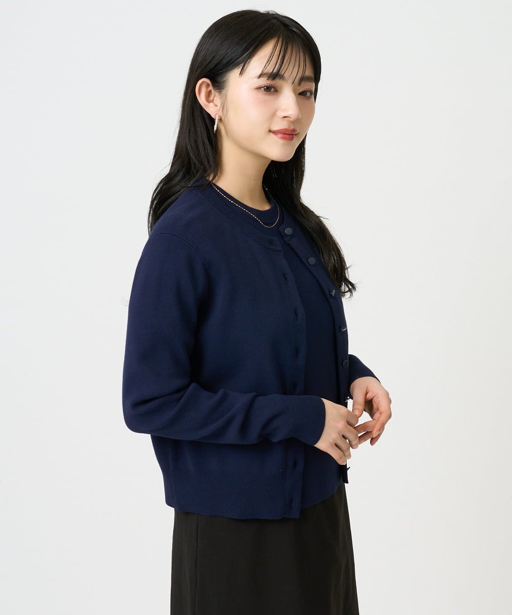 F6SDD01230 MICHEL KLEIN(小さいサイズ)(メゾン ドゥ サンク) [小さいサイズ][アンサンブル対応]コンパクトクルーネックカーディガン ラベンダー