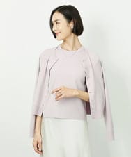 F6SDD01230 MICHEL KLEIN(小さいサイズ)(メゾン ドゥ サンク) [小さいサイズ][アンサンブル対応]コンパクトクルーネックカーディガン ラベンダー