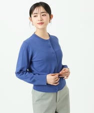 F6SDD13230 MICHEL KLEIN(小さいサイズ)(メゾン ドゥ サンク) [小さいサイズ]コンパクトクルーネックカーディガン ブルー