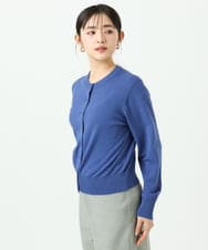 F6SDD13230 MICHEL KLEIN(小さいサイズ)(メゾン ドゥ サンク) [小さいサイズ]コンパクトクルーネックカーディガン ブルー