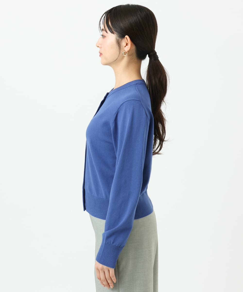 F6SDD13230 MICHEL KLEIN(小さいサイズ)(メゾン ドゥ サンク) [小さいサイズ]コンパクトクルーネックカーディガン ブルー