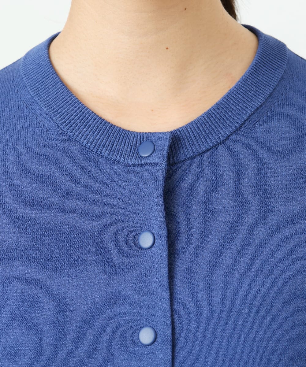 F6SDD13230 MICHEL KLEIN(小さいサイズ)(メゾン ドゥ サンク) [小さいサイズ]コンパクトクルーネックカーディガン ブルー