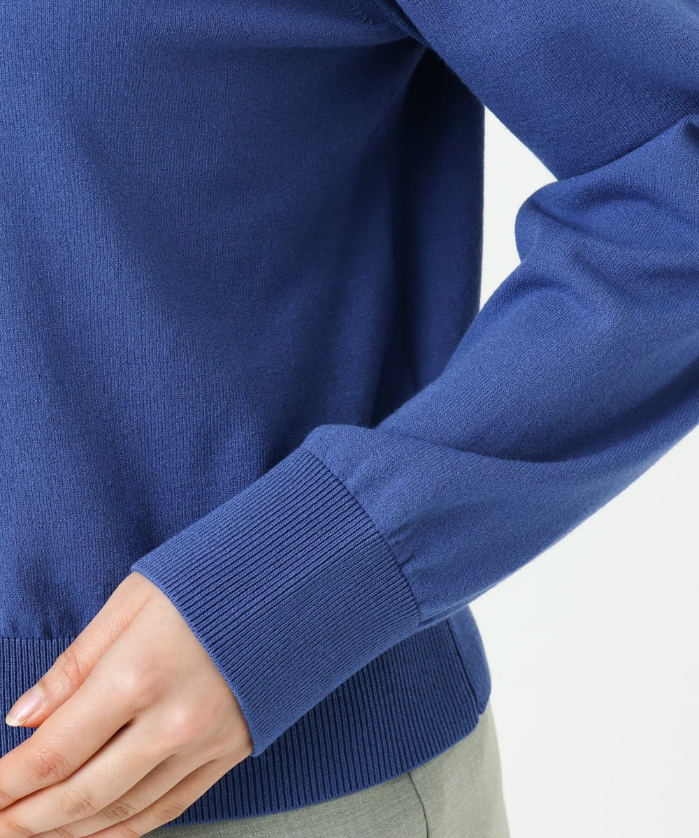 F6SDD13230 MICHEL KLEIN(小さいサイズ)(メゾン ドゥ サンク) [小さいサイズ]コンパクトクルーネックカーディガン ブルー