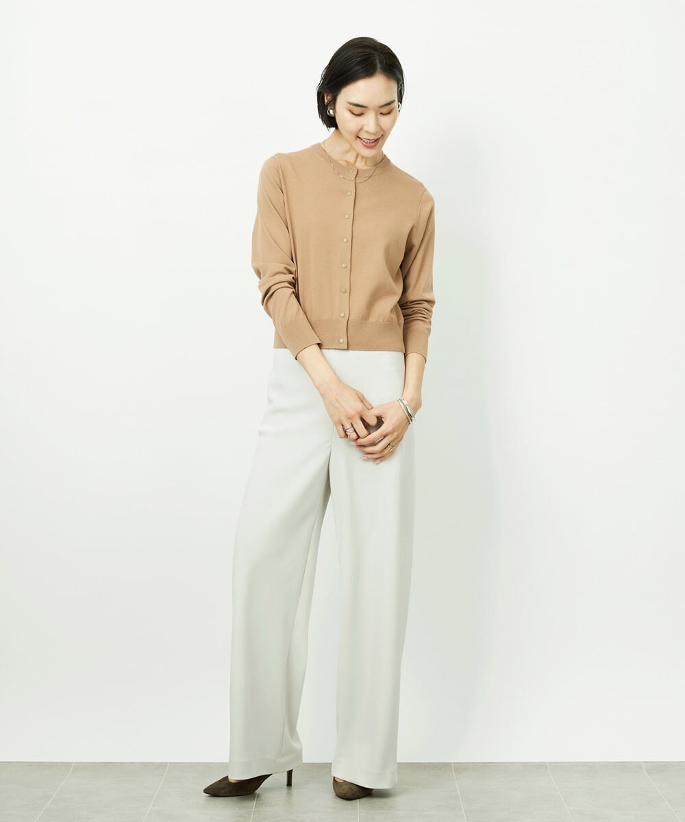 F6SDD13230 MICHEL KLEIN(小さいサイズ)(メゾン ドゥ サンク) [小さいサイズ]コンパクトクルーネックカーディガン ブルー