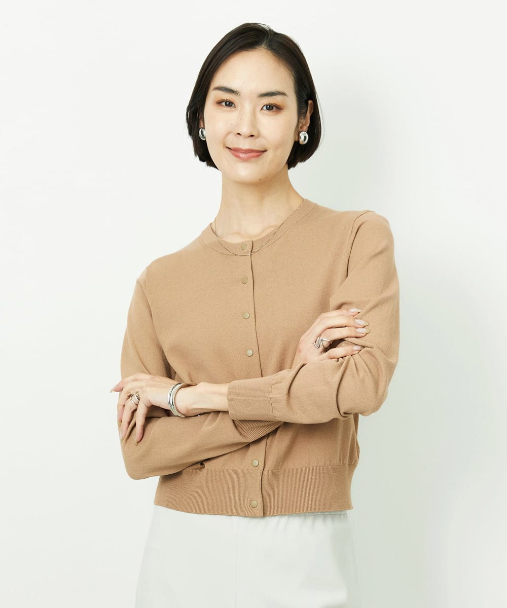 F6SDD13230 MICHEL KLEIN(小さいサイズ)(メゾン ドゥ サンク) [小さいサイズ]コンパクトクルーネックカーディガン ブルー