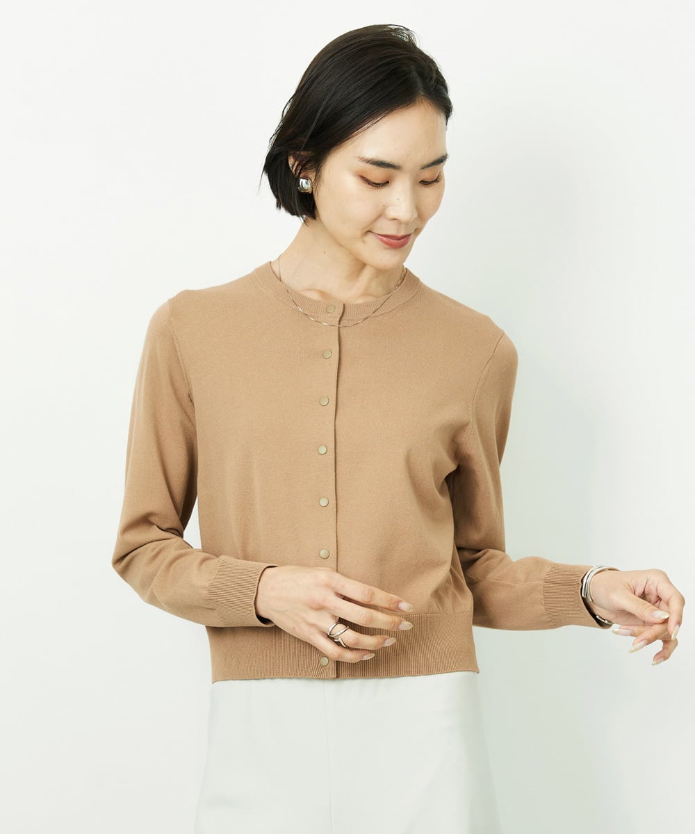 F6SDD13230 MICHEL KLEIN(小さいサイズ)(メゾン ドゥ サンク) [小さいサイズ]コンパクトクルーネックカーディガン ブルー