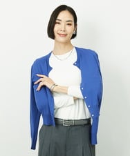 F6SDD13230 MICHEL KLEIN(小さいサイズ)(メゾン ドゥ サンク) [小さいサイズ]コンパクトクルーネックカーディガン ブルー